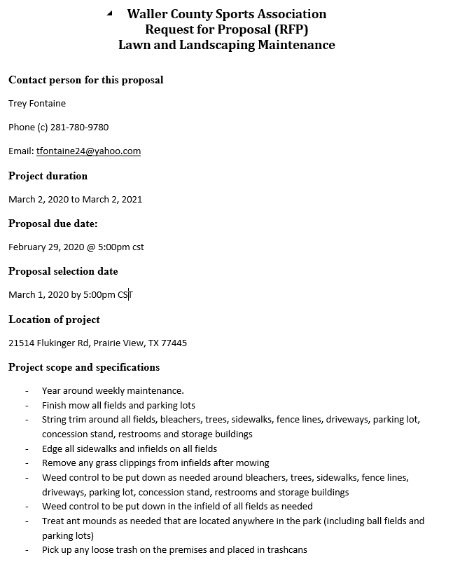 WCSA RFP WCSA RFP