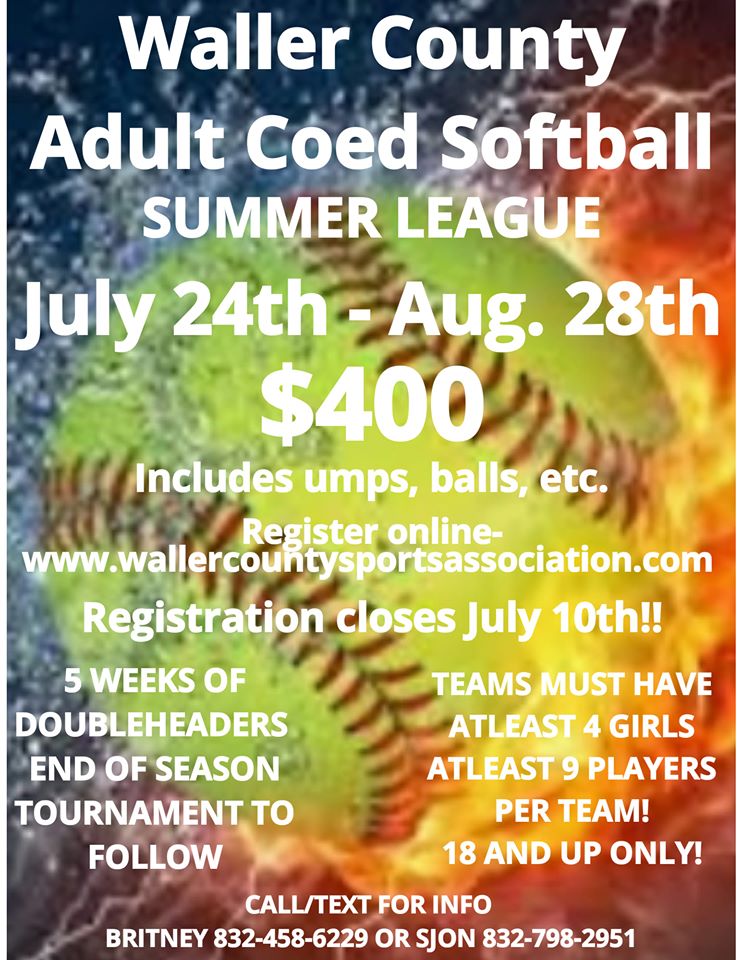 Waller County 2020 Adult Slow Pitch Summer Ball