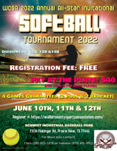 WCSA 2022 Softball Tournament Free